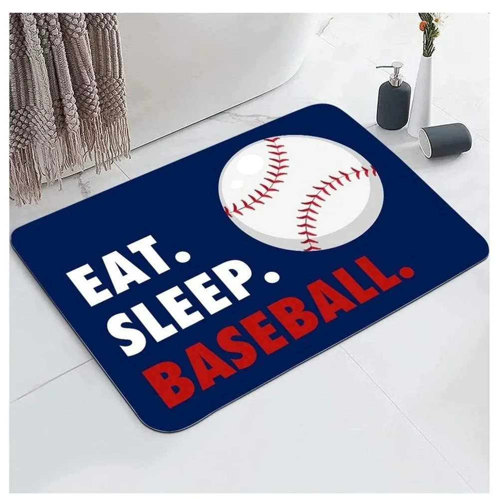 Eat Sleep Baseball Blue Red White Non Slip Bath Mat 24
